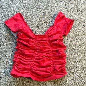 Free People Vibrant Red Ruched Crop Top